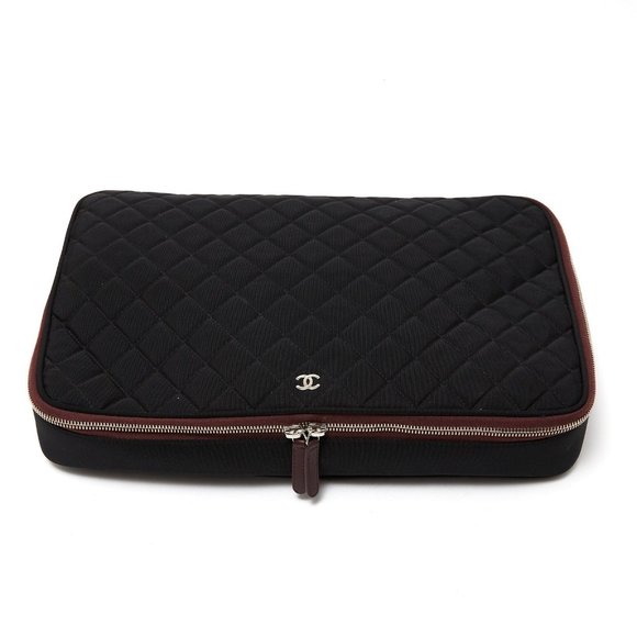 CHANEL Handbags - AUTH CHANEL Quilted Black Laptop Case 💎